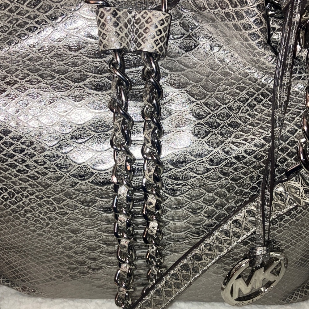 Michael Kors Metallic Silver Python leather Shoul… - image 3